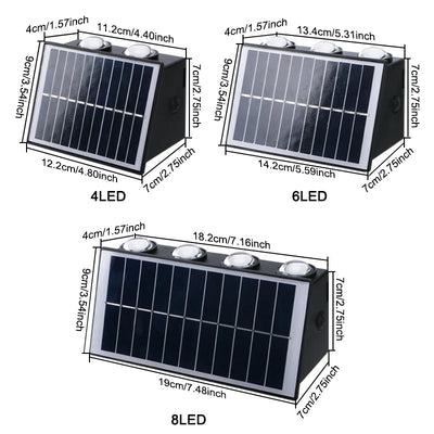 Applique Murale Solaire Extérieur 8 LED Haut et Bas Décorative