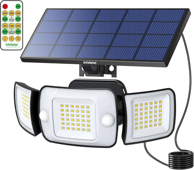 Projecteur Solaire Sécurité Double Capteur Télécommande IP65