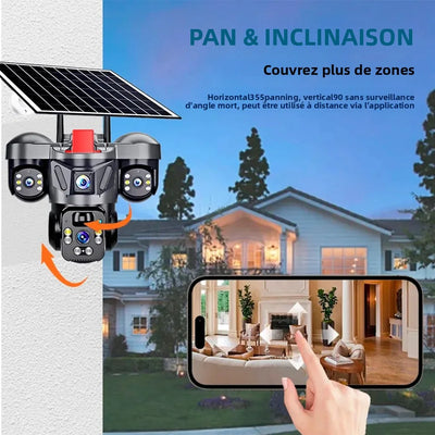 Caméra Solaire 4G PTZ Triple Objectif Extérieure