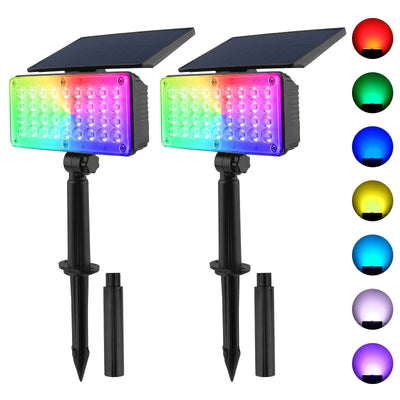 Projecteur Solaire RGB Décoration Jardin Étanche IP65 Lot de 2