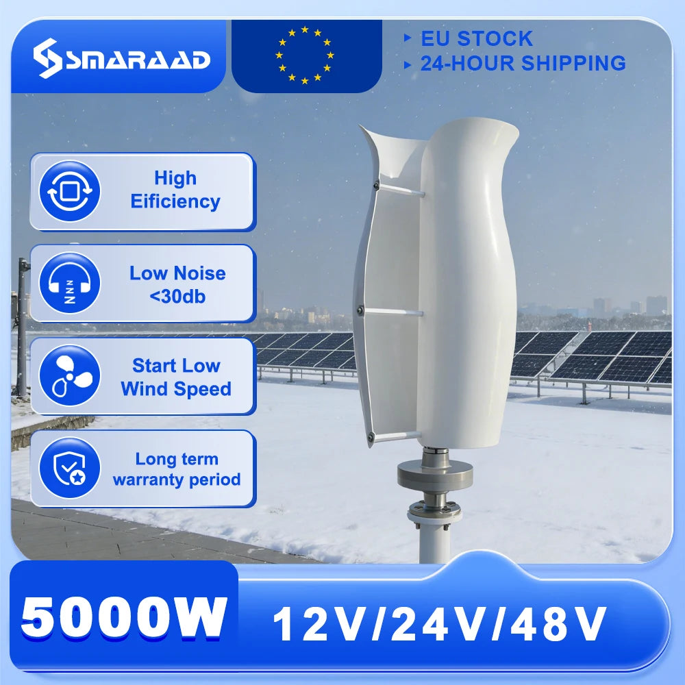 Éolienne Verticale 5000W Aimant Permanent Basse Vitesse