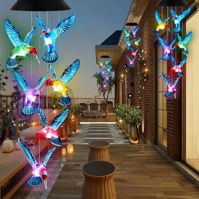 Carillon Solaire Colibri LED Changement de Couleur Étanche