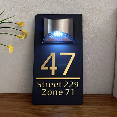 Plaque Numéro Maison Solaire LED Personnalisée Acrylique 3D