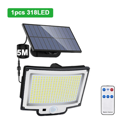 Projecteur Solaire Mural 348 LED Détecteur Mouvement Télécommande