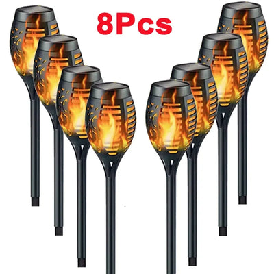 Torche Solaire Effet Flamme Jardin Extérieur Étanche