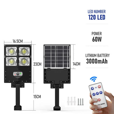 Réverbère Solaire LED Multi-Têtes Capteur Mouvement