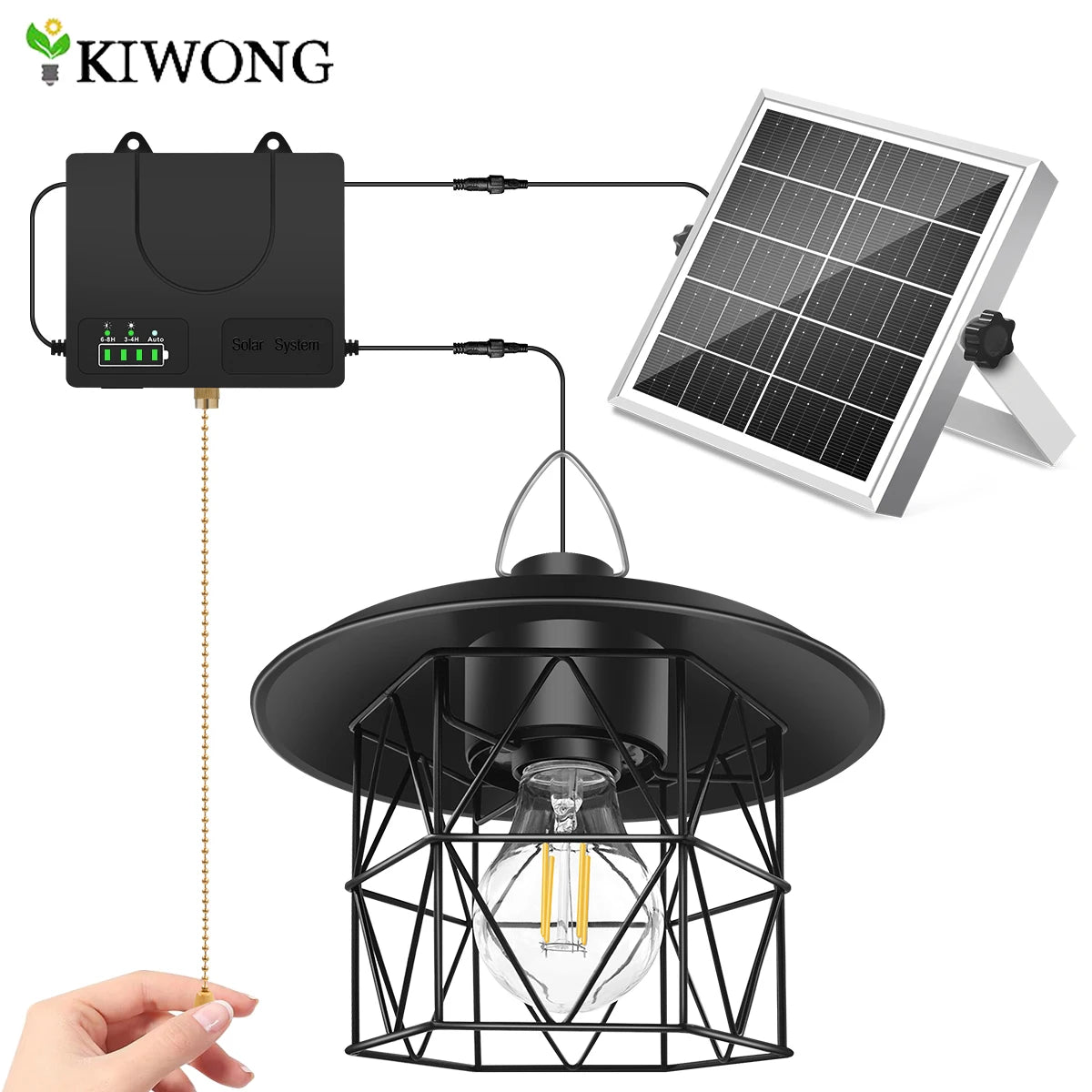 Lampe solaire suspendue vintage avec cordon pour abri de jardin