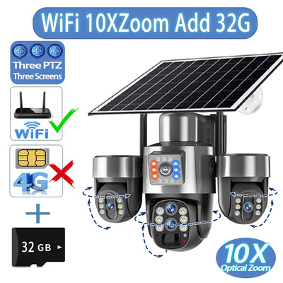 Caméra de Surveillance Solaire V380 Pro 4G 20MP 4 Objectifs