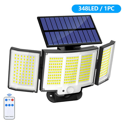 Lampe Solaire 3 Têtes 348 LED Détecteur Mouvement Télécommande