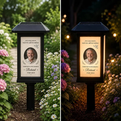 Lampe Solaire de Jardin Personnalisée avec Plaque Photo