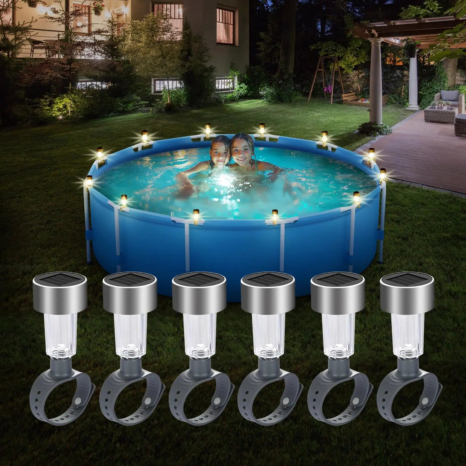 Lampe Solaire Flottante de Piscine LED Blanc Chaud Lot de 6
