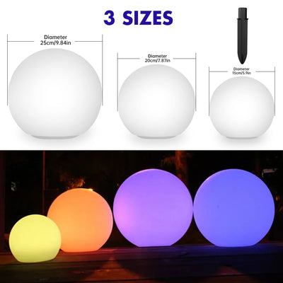 Boule Solaire LED 16 Couleurs Étanche Décoration Jardin
