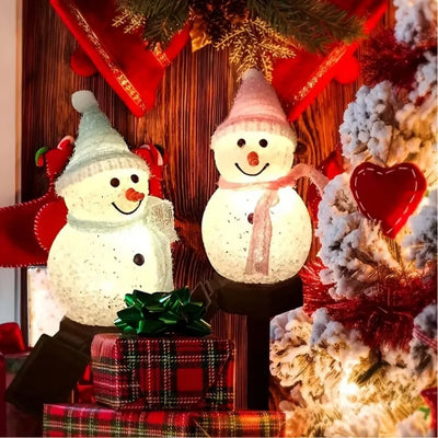 Décoration Solaire Noël Bonhomme de Neige LED Étanche