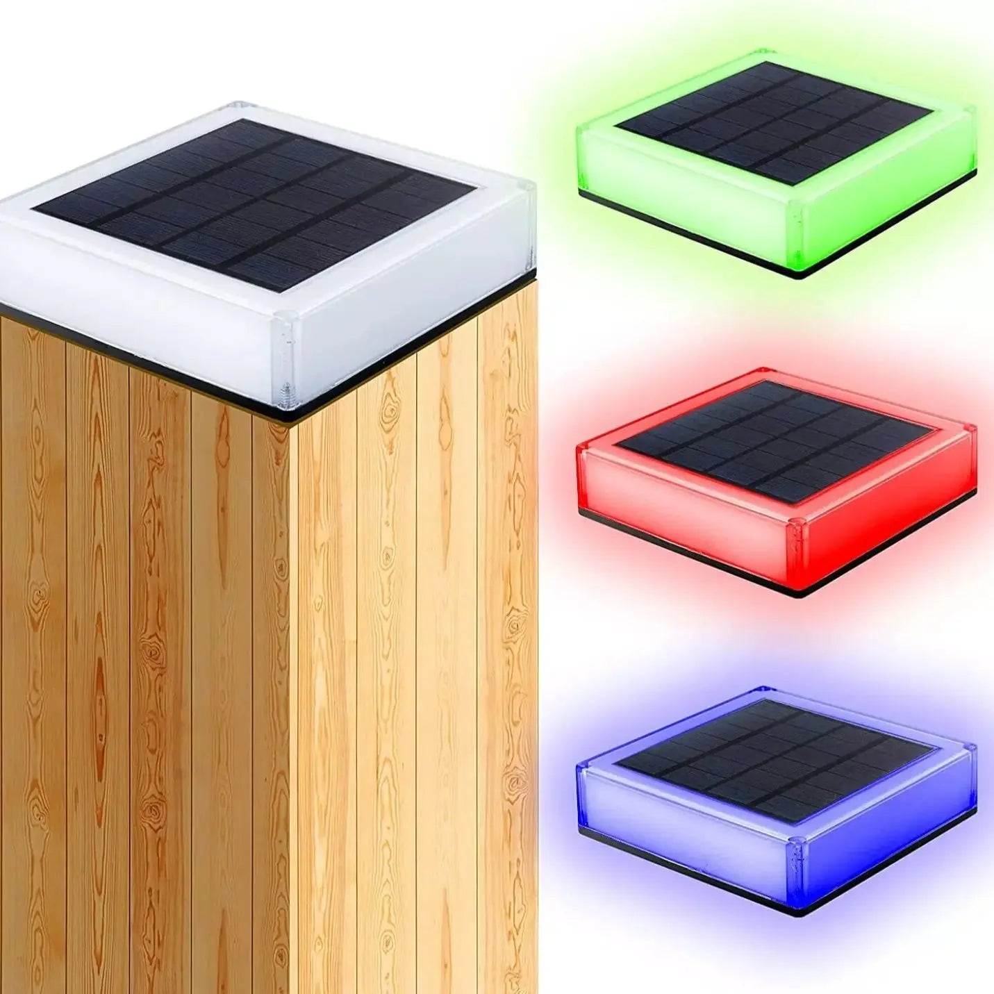 Lampe Solaire Extérieur Décorative Tête de Colonne RVB 7 Couleurs
