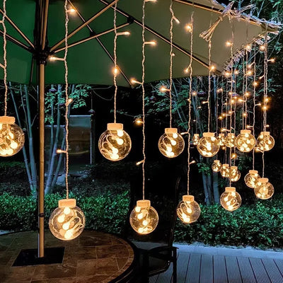 Rideau Lumineux Solaire 12 Globes avec Télécommande Noël