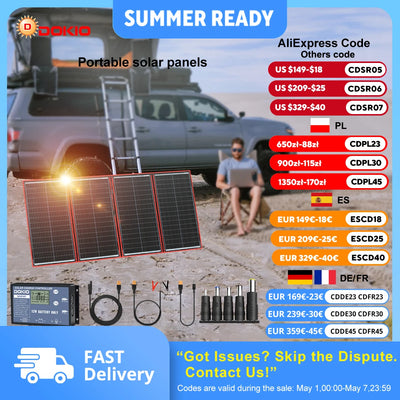 Panneau Solaire Pliable Dokio 300W Portable avec Contrôleur 12V