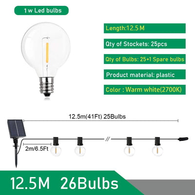 Guirlande Solaire Extérieur Guinguette Ampoules G40 LED