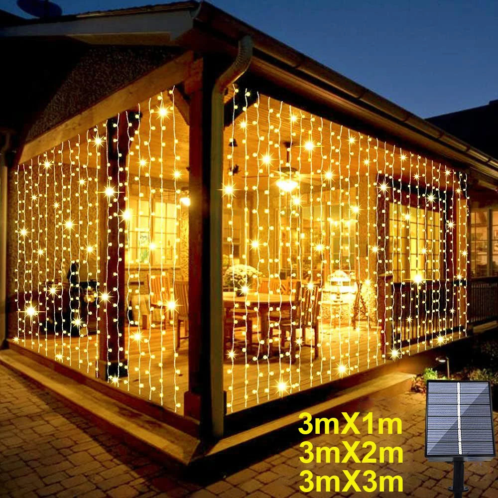 Rideau Lumineux Solaire LED Fil de Cuivre Extérieur