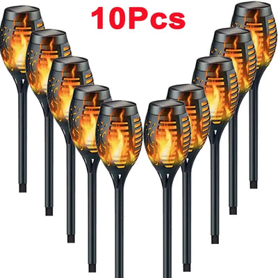 Torche Solaire Effet Flamme Jardin Extérieur Étanche