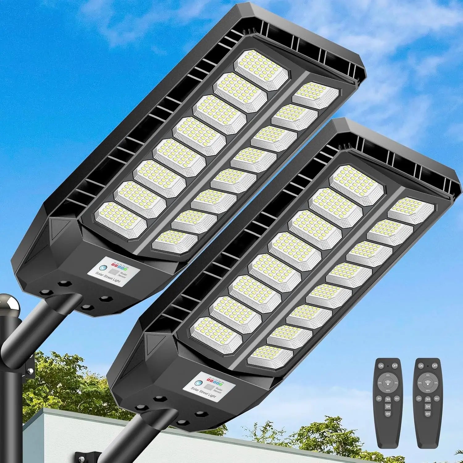 Lampadaire solaire 480 LED blanc froid 6500K