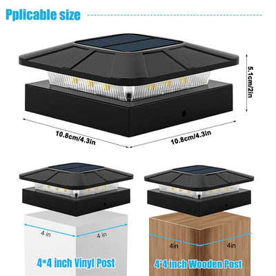 Lampe Solaire Poteau Clôture 4x4 Chapeau LED 2 Couleurs