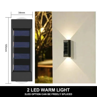 Applique Solaire Murale 12 LED Haut et Bas pour Balustrade