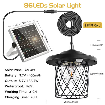 Lampe Solaire Suspendue 3 Couleurs Minuterie IP65 Gazebo
