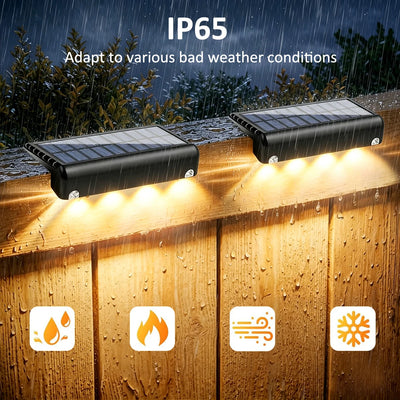 Lampe Solaire Clôture Terrasse Jardin 4 LED Étanche IP65