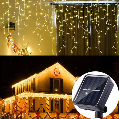 Rideau Solaire Lumineux 3,5 m LED Féerique Noël et Mariage