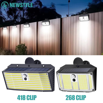 Projecteur Solaire Extérieur à Clipser 418 LED pour Clôture et Gouttière