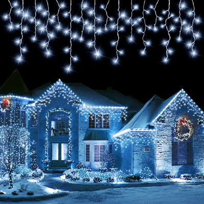 Rideau Solaire Glaçons LED Étanche Noël pour Avant-Toit