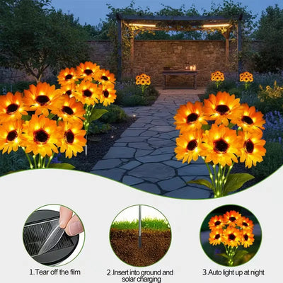 Lampe Solaire Tournesol Décorative pour Jardin et Pelouse