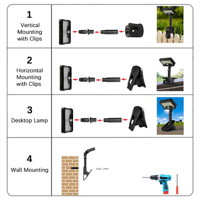 Applique Solaire à Clipser 92 LED Détecteur de Mouvement Étanche