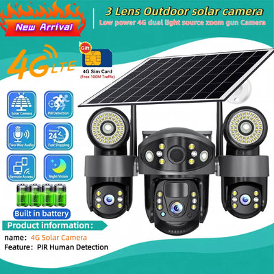 Caméra Solaire 4G Extérieure 12MP Vision Nocturne