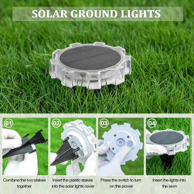 Spot Solaire à Planter RGB 4 Modes Étanche LED Jardin Allée