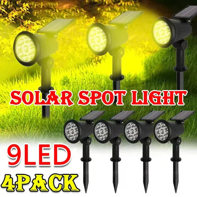 Projecteur Solaire Extérieur 9 LED Orientable à Piquet IP65