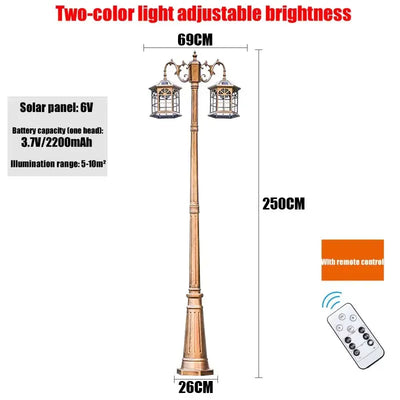 Lampadaire Solaire de Jardin 2 Tetes 2,5 m