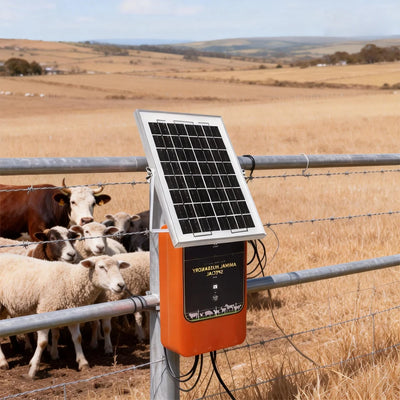 Électrificateur de Clôture Solaire 10 km 12 kV 1,2 J 12V 6 Ah