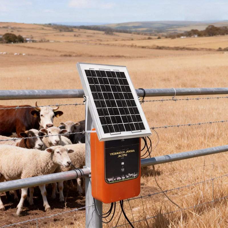 Électrificateur de Clôture Solaire 10 km 12 kV 1,2 J 12V 6 Ah