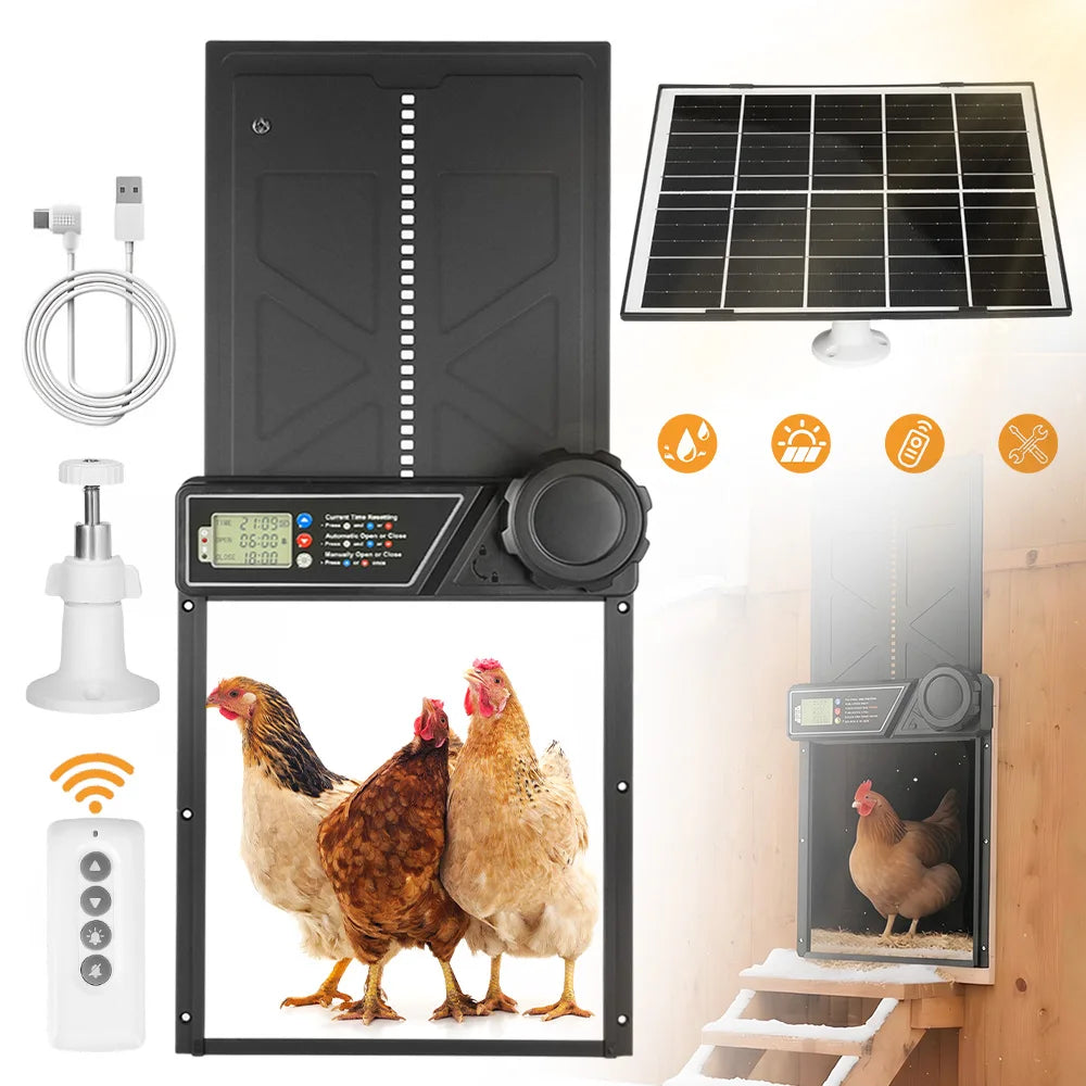 Ouvre-Porte Automatique de Poulailler Solaire pour Ferme et Basse-Cour