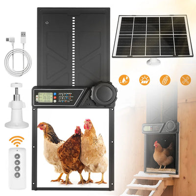 Ouvre-Porte Automatique de Poulailler Solaire pour Ferme et Basse-Cour