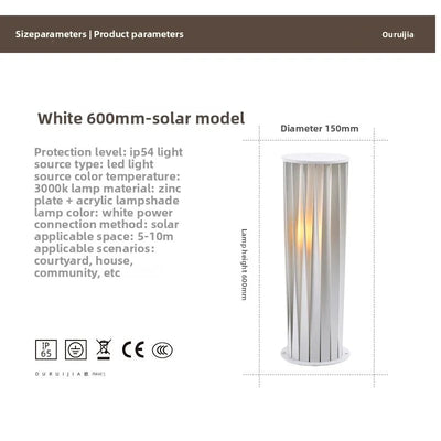 Lampe Solaire de Colonne sur Pied d'Extérieur