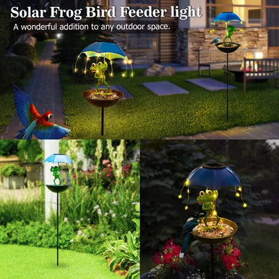 Lampe Solaire Grenouille et Mangeoire à Oiseaux Guirlande LED