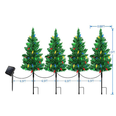 Arbre de Noël Solaire Lot de 4 avec 80 LED C6 Multicolores