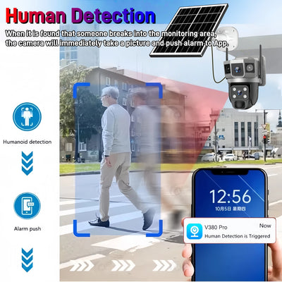 Caméra Solaire 4G PTZ Triple Écran Suivi Auto - vue 7