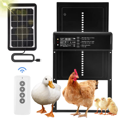 Porte Automatique de Poulailler Solaire Étanche Anti-Pincement, Écran LCD