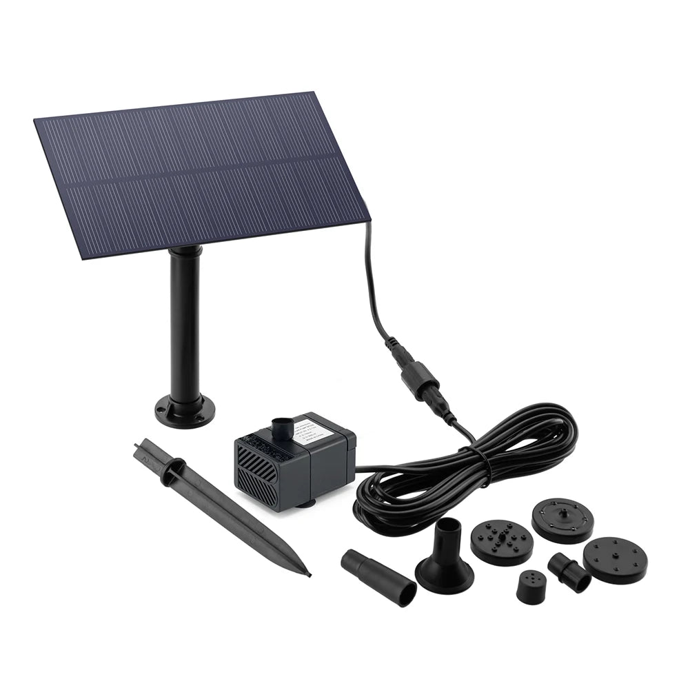 Kit Fontaine Solaire 5 W à 5 Buses pour Bassin de Jardin