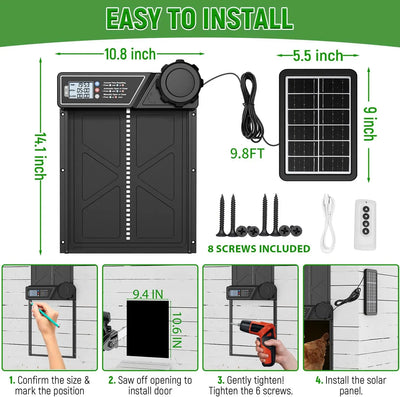 Porte Automatique de Poulailler Solaire Capteur Jour et Nuit