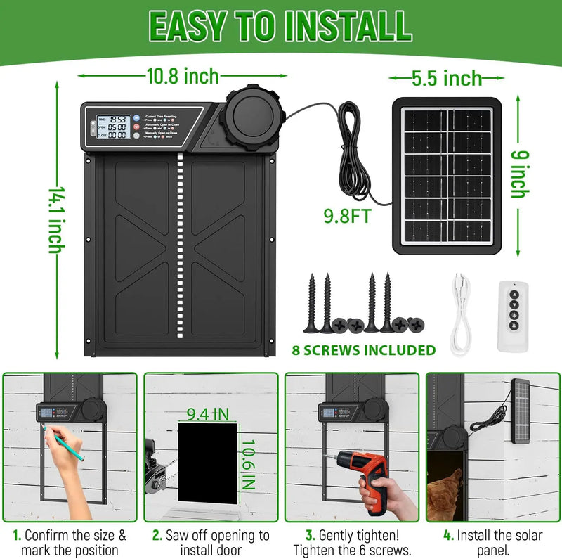 Porte Automatique de Poulailler Solaire Capteur Jour et Nuit