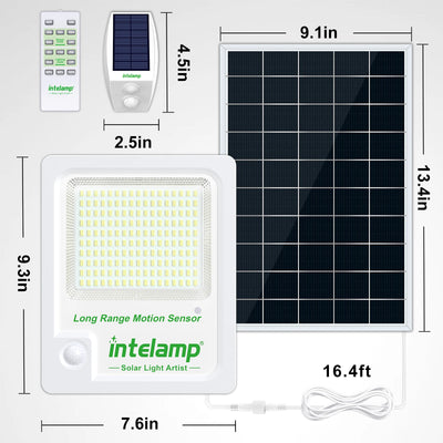 Projecteur Solaire Sécurité 3000lm Détecteur Mouvement IP65